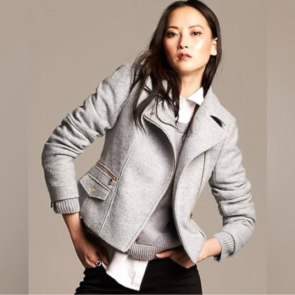 Banana Republic Jackets & Blazers - Banana Republic Grey Wool Blend Moto Jacket SP